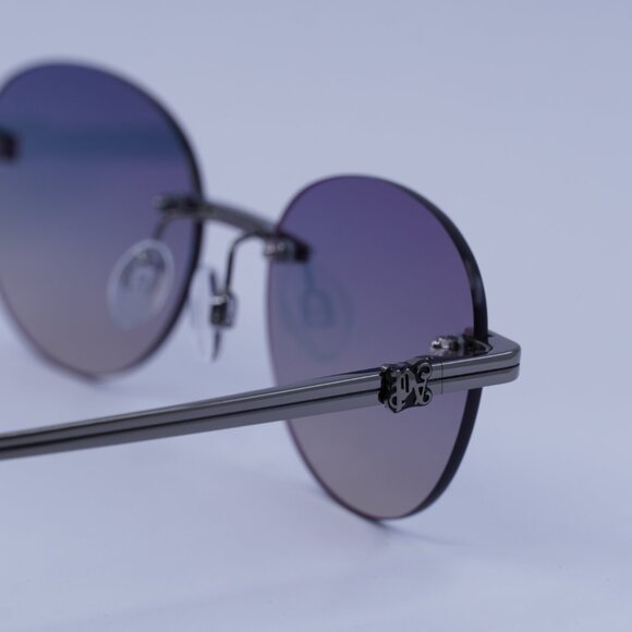 Palm Angels PERI10H CRYSTAL 1007 Sunglasses Gunmetal Oval Frame, Blue Lenses - Picture 9 of 10